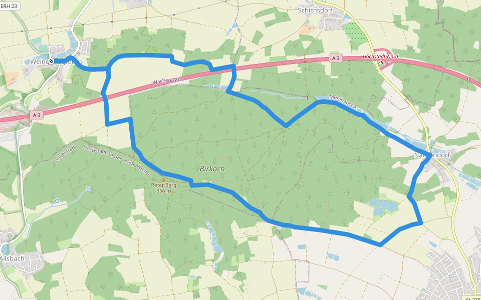 Weingartsgreuth W5 walking route map in Wachenroth