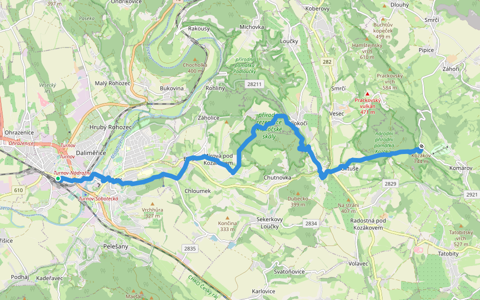 [Ž] Turnov - Kozákov walking route map in Turnov