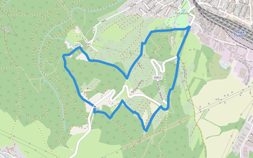[Ž] Serpentýny - Hory walking route map in Česká Třebová