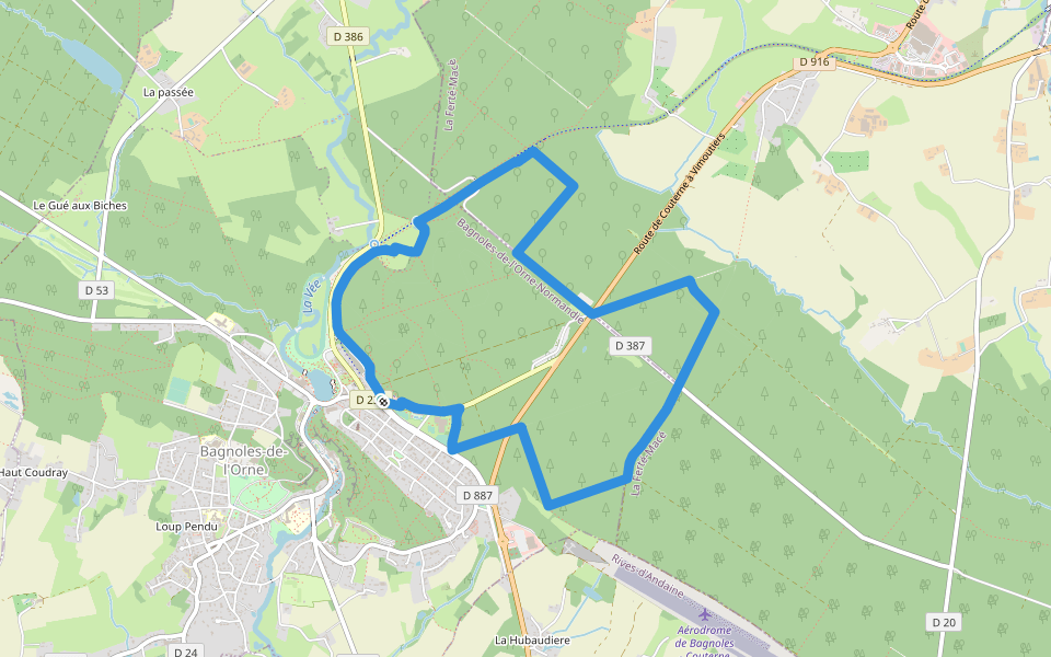 Les Arbres remarquables de Bagnoles-de-l'Orne walking route map in Bagnoles de l'Orne Normandie