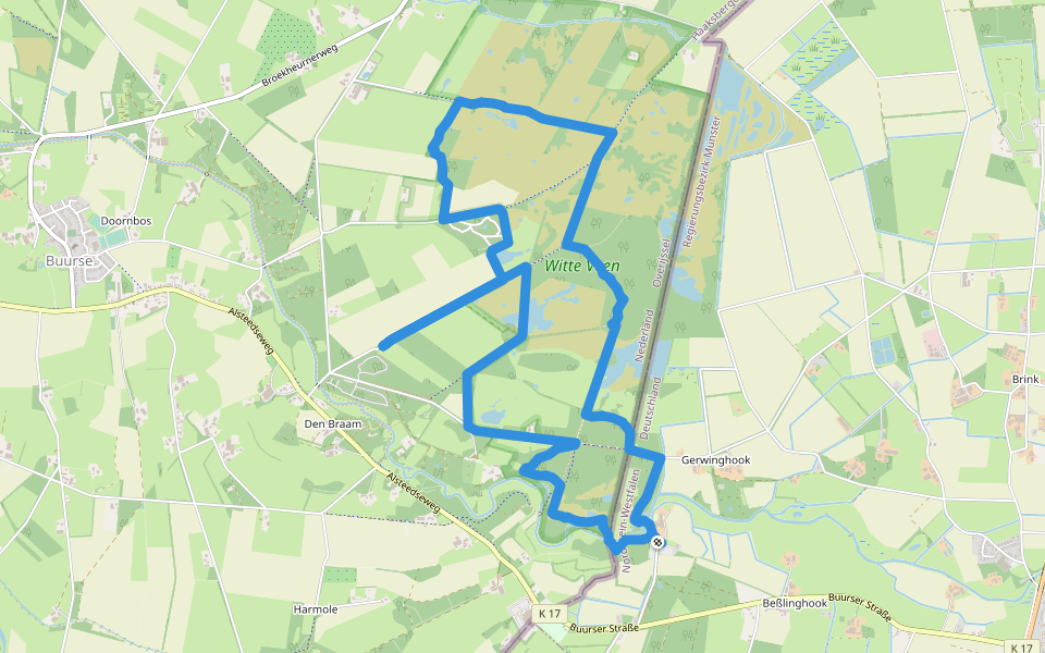 WNW Twente - Haarmühle/Witte Veen - blauwe route walking route map in Ahaus