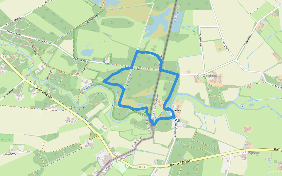 WNW Twente - Haarmühle - rode route walking route map in Ahaus