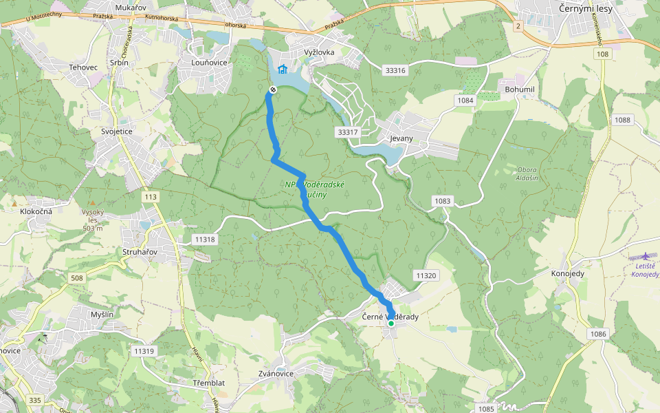 [Ž] Vyžlovský rybník - Černé Voděrady walking route map in Černé Voděrady