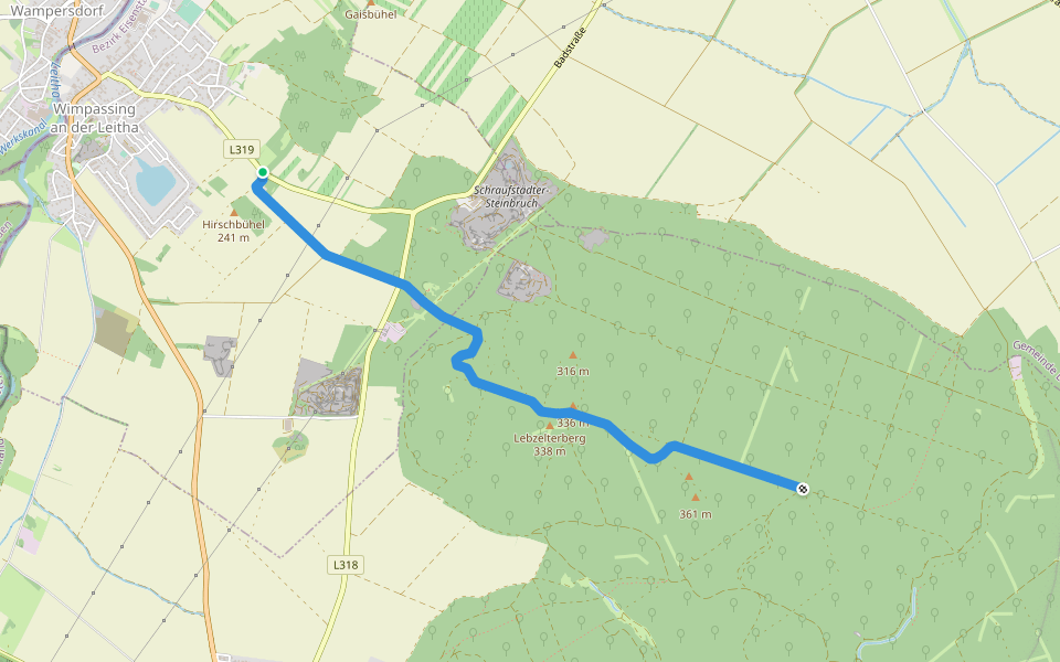 Wimpassing - Stern (Anschluß Hornstein - Loretto) walking route map in Wimpassing An Der Leitha
