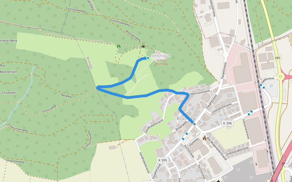Schloss Brunegg - Brunegg walking route map in Brunegg