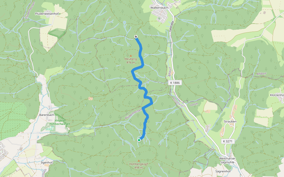 Neunränkle - Walkersbach walking route map in Plüderhausen
