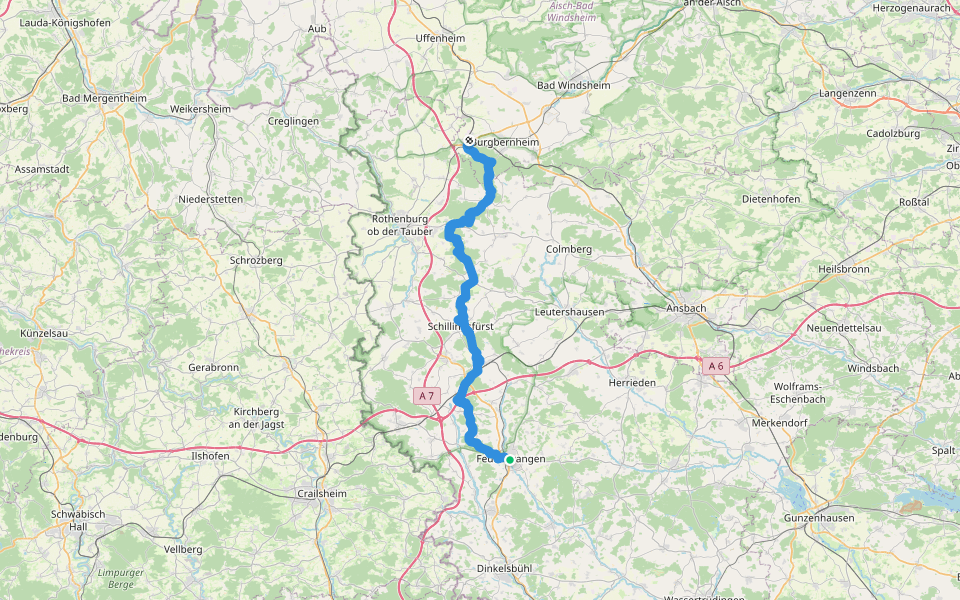 Frankenhöhe-Weg walking route map in Feuchtwangen