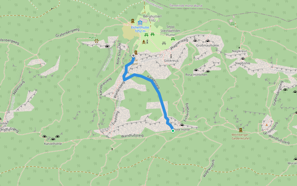 Kanzelsteig walking route map in Oberhöflein