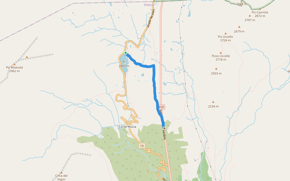 San Bernardino-Saas de la Golp walking route map in S