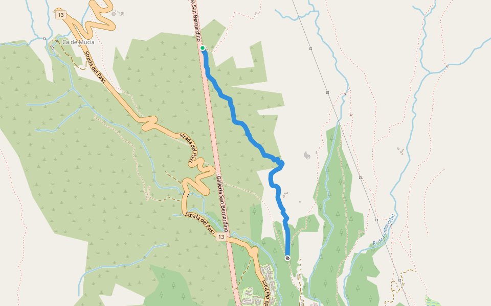 Sass de la Golp - Gareida walking route map in Mesocco