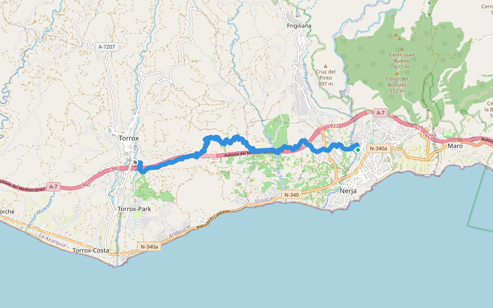 GR 249 - Torrox - Nerja walking route map in Nerja