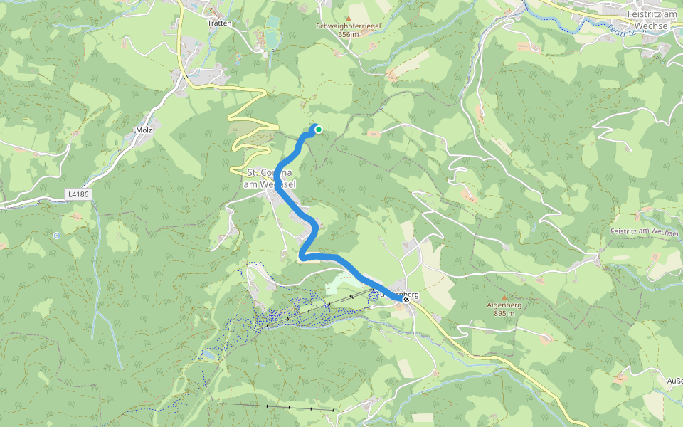 Mária Út M01-04a St. Corona - Unternberg walking route map in Kirchberg am Wechsel-Außen