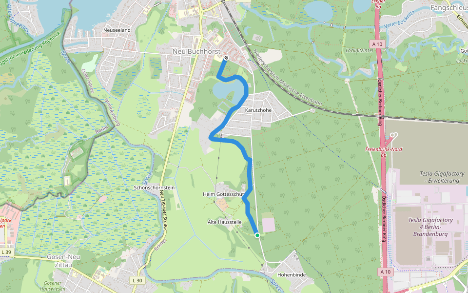 Albert-Kiekebusch-Weg walking route map in Erkner