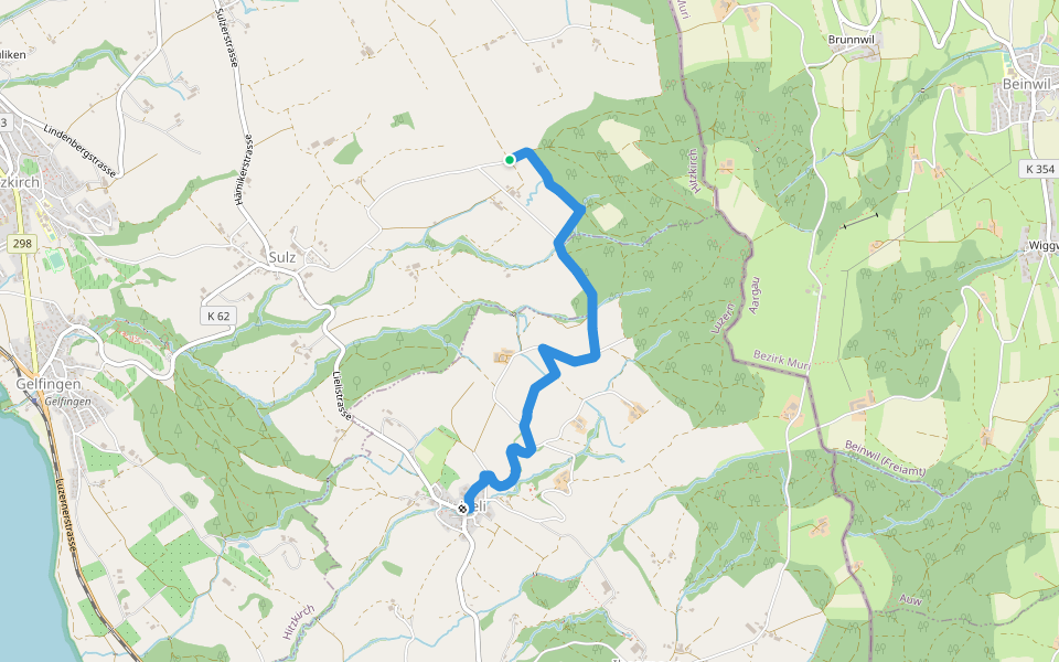 Lieli - Sulzerberg walking route map in Hitzkirch