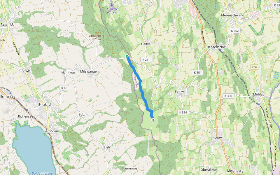 Schlatt - Horben walking route map in Hitzkirch