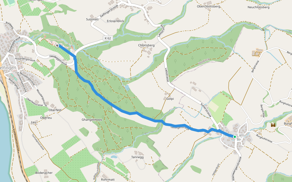 Schloss Heidegg - Lieli walking route map in Hohenrain