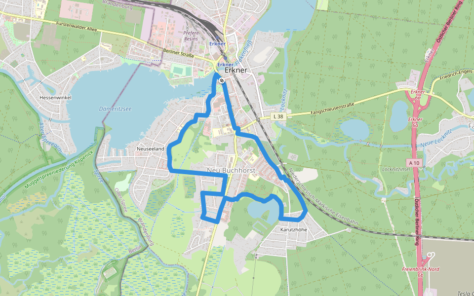 DVV-7-Rundwanderweg Erkner walking route map in Erkner