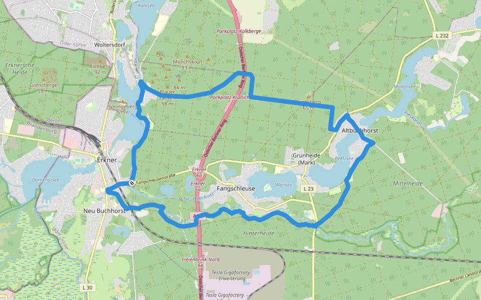 DVV-20-Rundwanderweg Erkner walking route map in Erkner