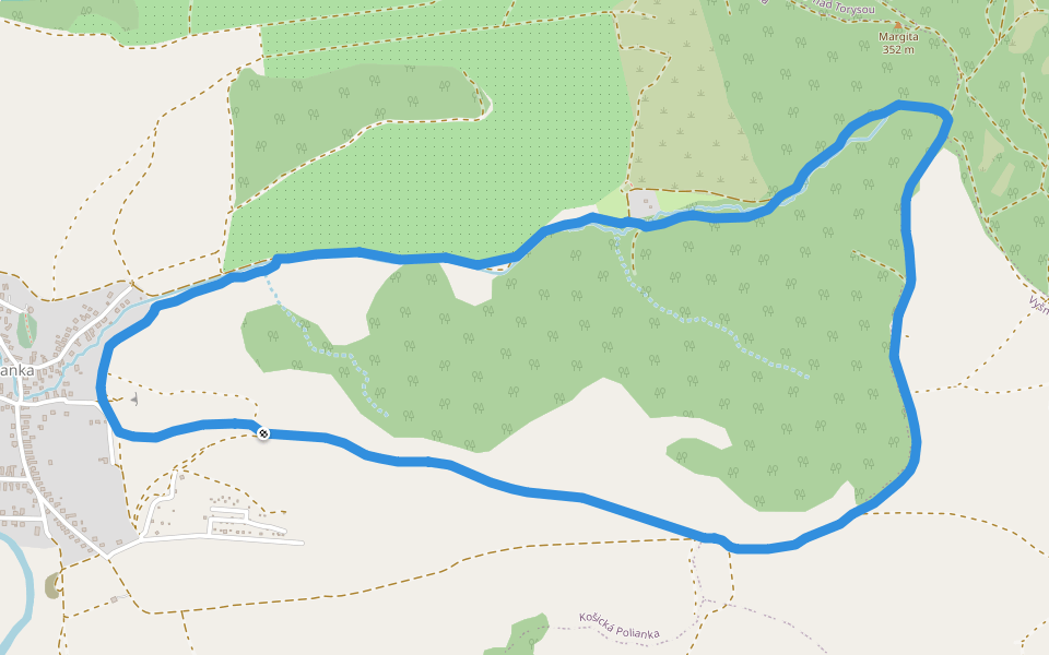 Radar walking route map in Košická Polianka