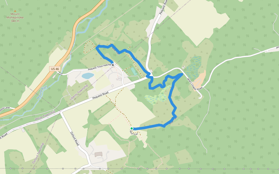 Blue Trail walking route map in Mansfield Township