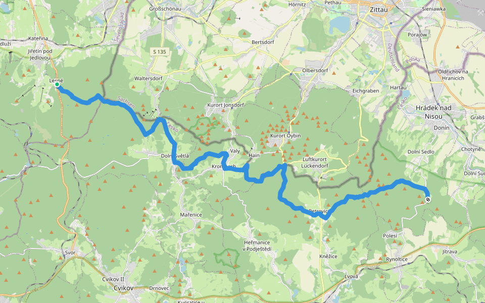 [Č] Lesné - Horní Sedlo walking route map in Dolní Podluží
