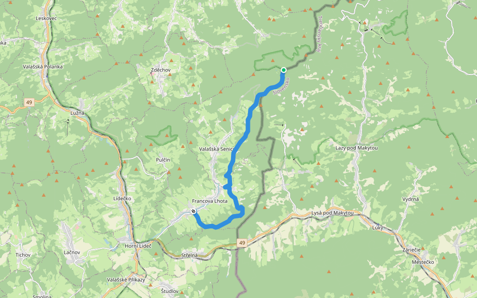 [M] Makyta - Francova Lhota walking route map in Lysá pod Makytou