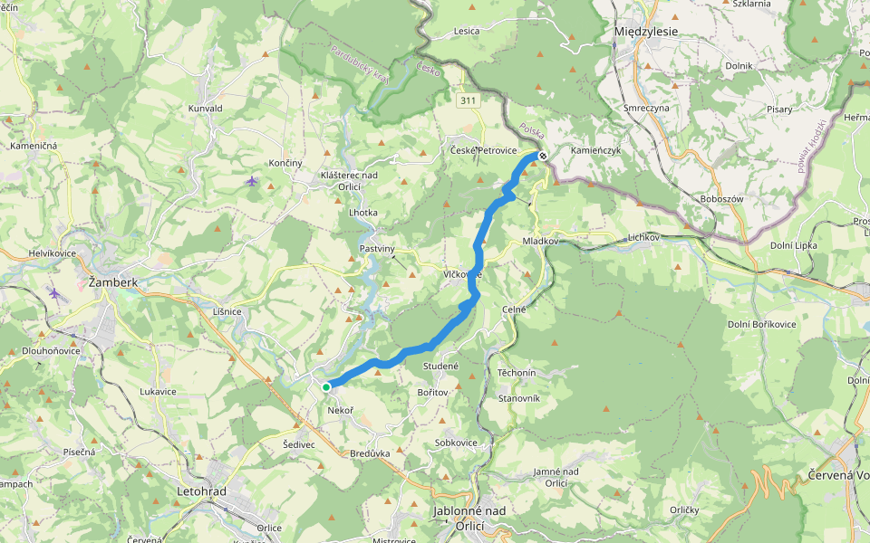 [Č] Letohrad - Adam walking route map in Nekoř