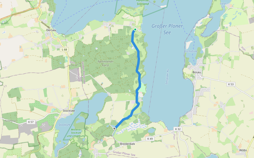Rundwanderweg Großer Plöner See walking route map in Nehmten