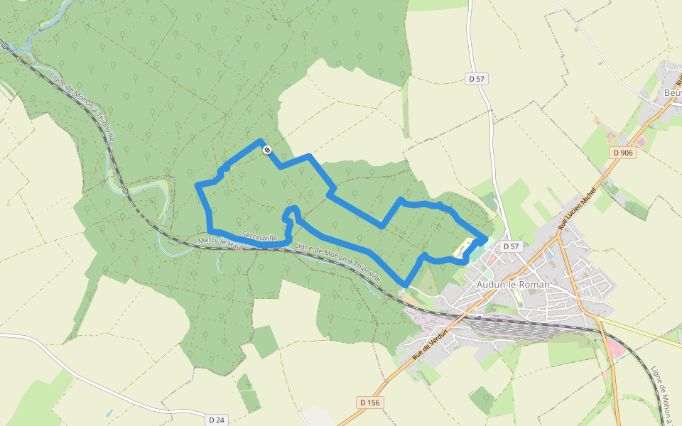 CV Audun-le-Roman walking route map in Serrouville