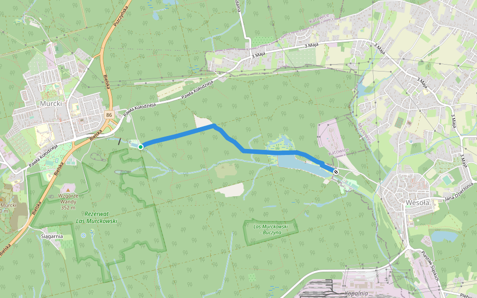 Szlak Wesołej Fali walking route map in Katowice