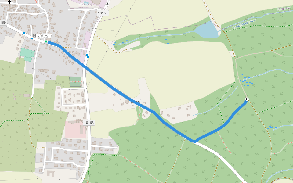 [Ž] Hradešín - Hradešínský les walking route map in Sluštice