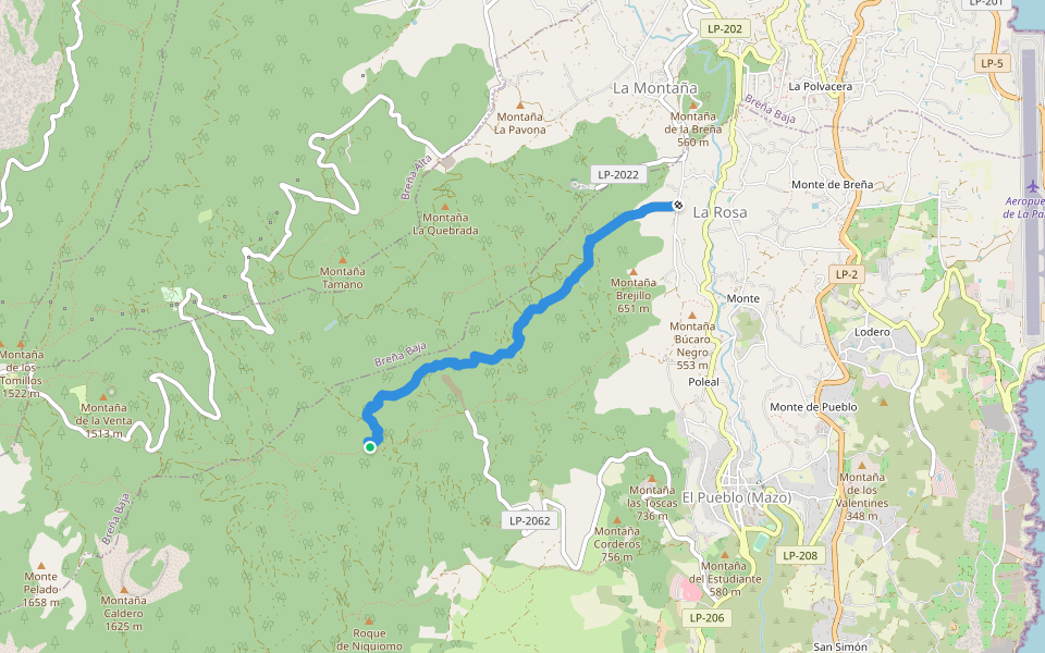 SL LP 126 Cruz del Monte - Camino de La Faya walking route map in Villa de Mazo