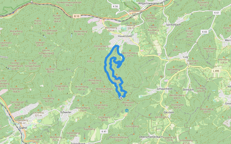 Burghalder-Weg walking route map in 豪恩斯泰因