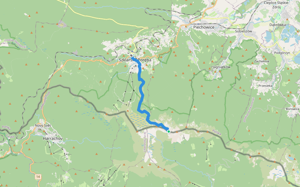 Szklarska Poręba - Śnieżne Kotły walking route map in Piechowice