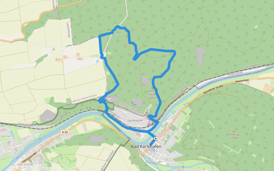 Weser-Skywalk walking route map in Bad Karlshafen