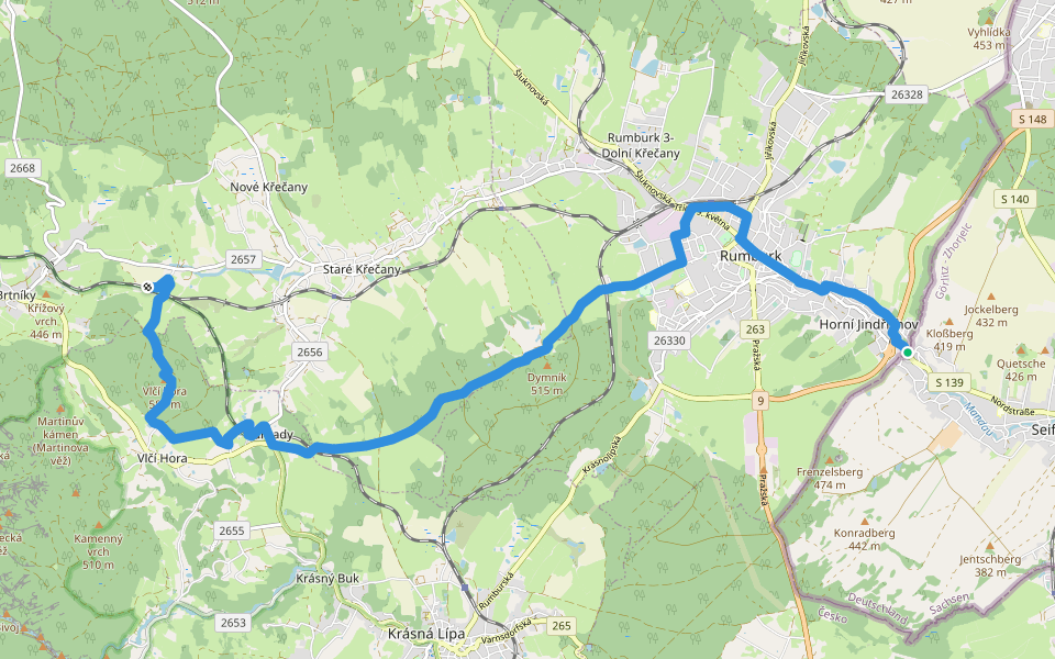 [Ž] Rumburk - Panský walking route map in Seifhennersdorf