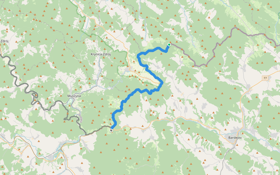 Východokarpatská magistrála walking route map in Ropki
