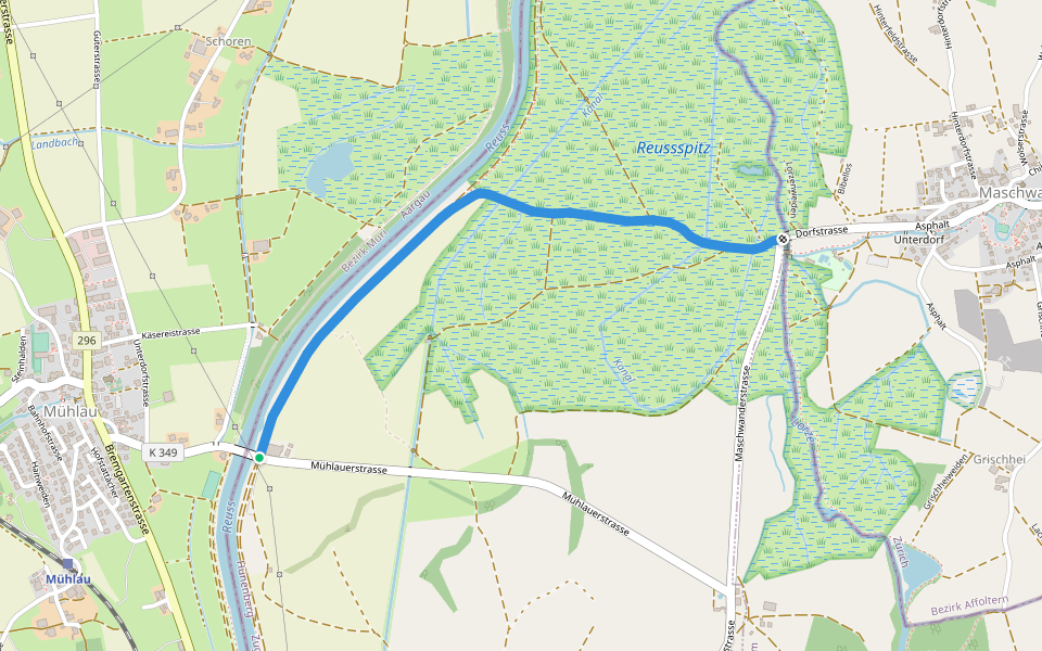 Rüsspitz - Brücke Mühlau walking route map in Mühlau