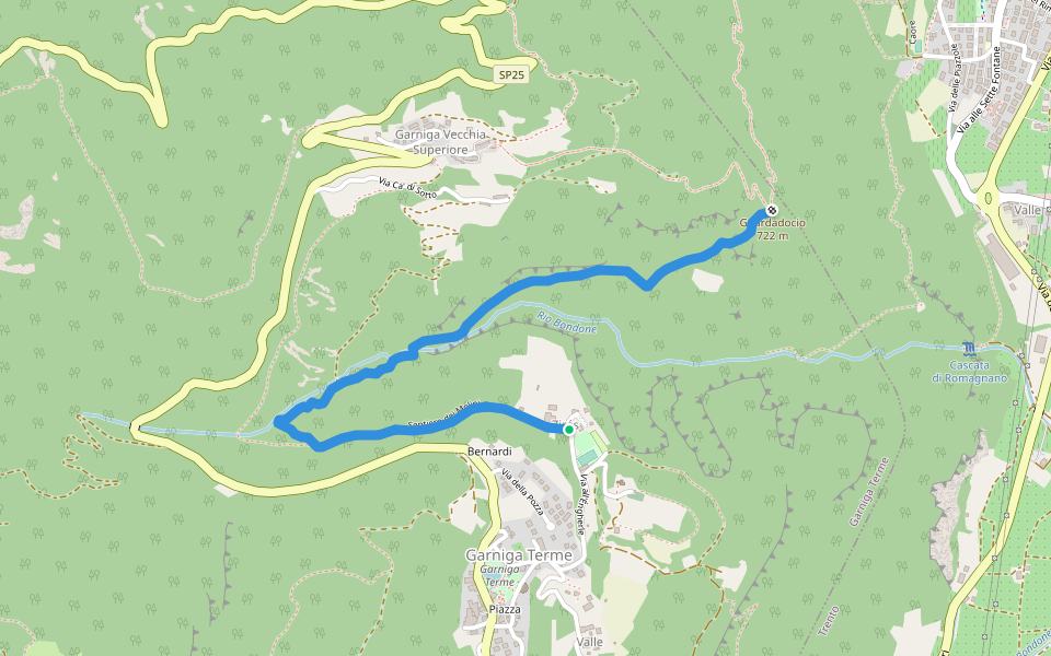 Sentiero dei Molini walking route map in Garniga Terme