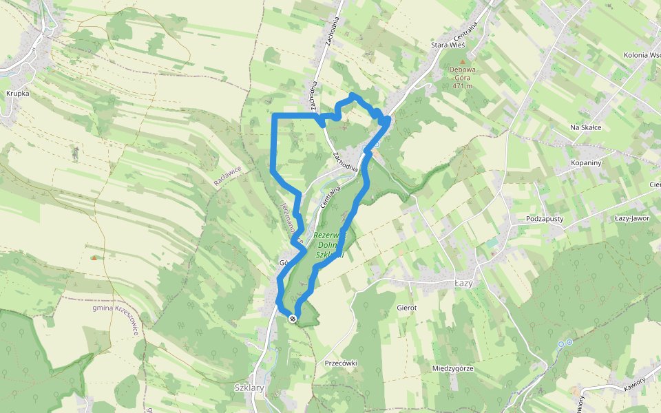 Szlak Doliny Szklarki walking route map in Szklary