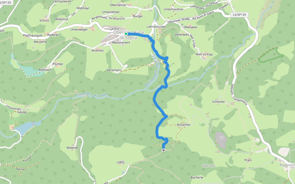 Schelmsteig walking route map in Auna di Sopra