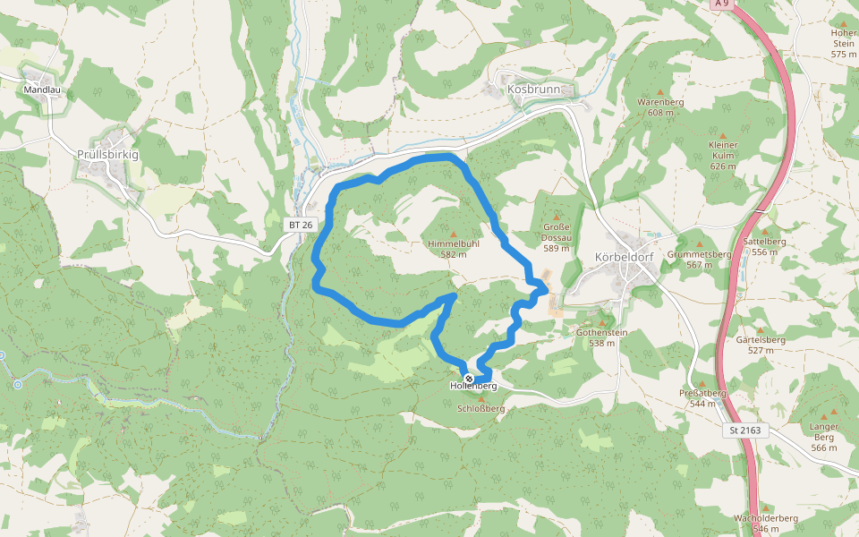 Rundweg Hollenberg 4 grün walking route map in Pegnitz