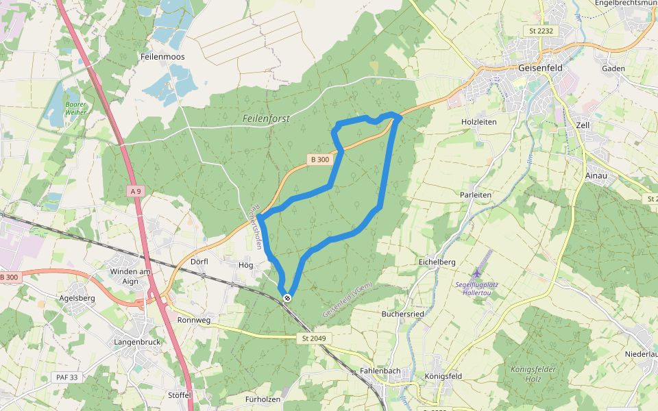 Wanderweg 39 walking route map in Geisenfeld