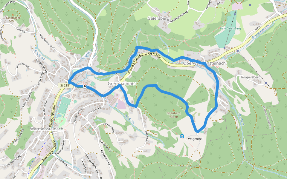 Warmensteinach Rundwanderweg "Historische Spuren" walking route map in Warmensteinach