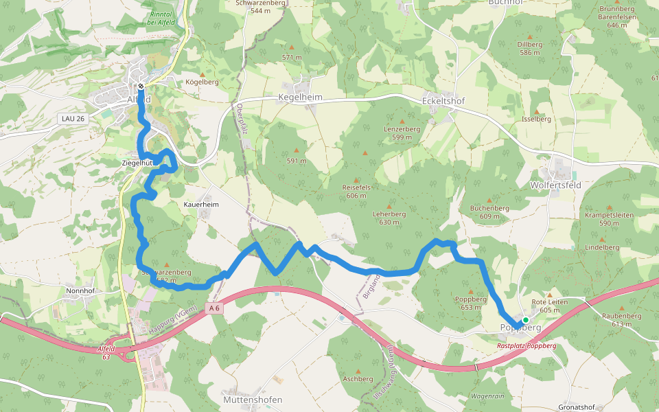 Blaupunkt walking route map in Birgland