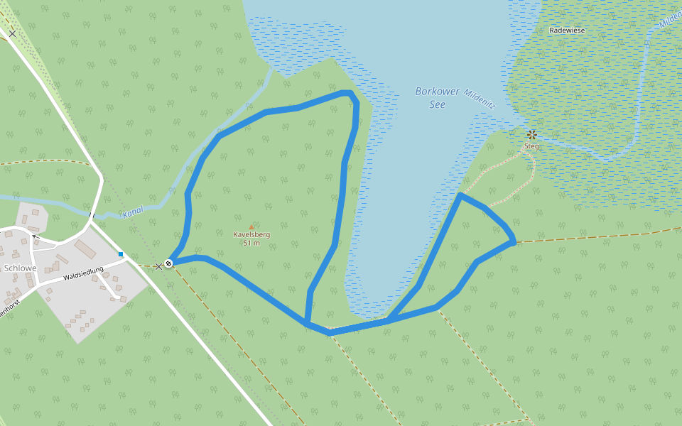 Waldlehrpfad Schlowe walking route map in Borkow