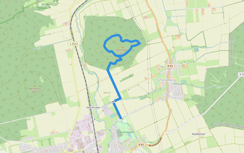Rund um den Schöneberg walking route map in Hofgeismar