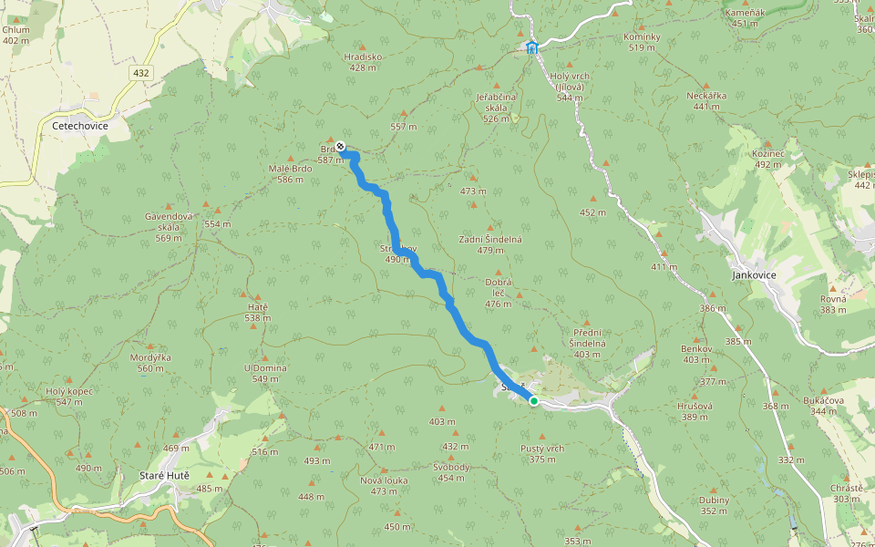 [M] Pod Brdem - Salaš walking route map in Bystřice pod Lopeníkem