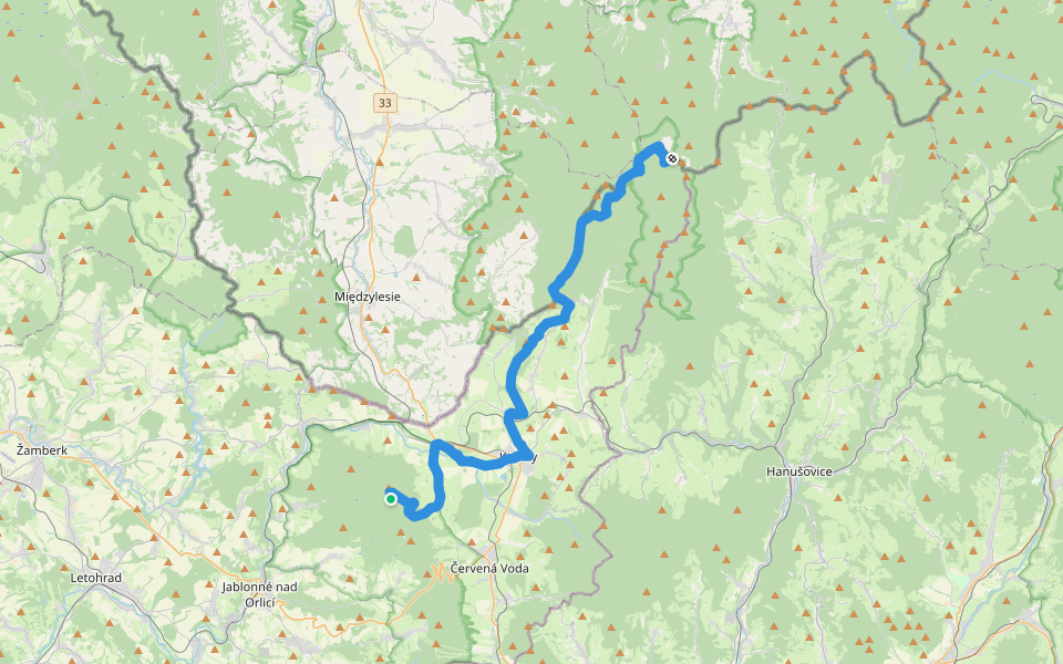 [Č] Paprsek - Nad Boudou walking route map in Těchonín