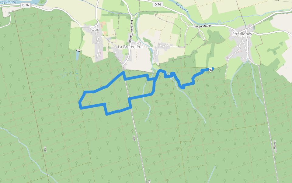 Sentier du Guêpier walking route map in Étrepigney